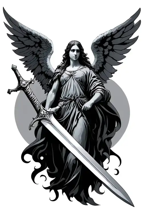 111 Angel Holding A Sword