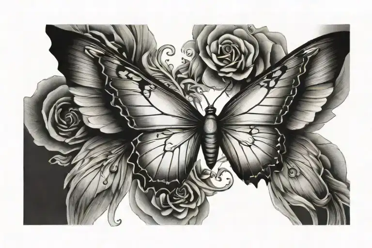 Half Butterfly Half Angel Wings