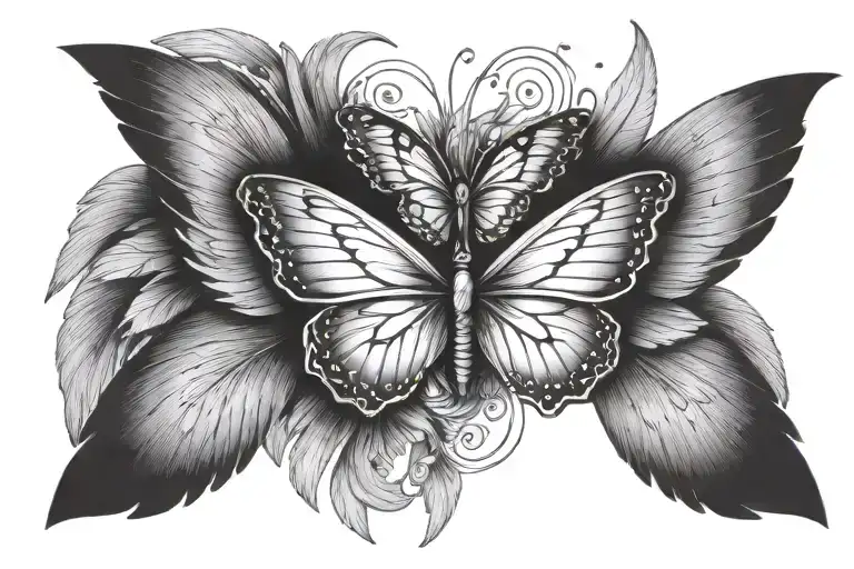 Half Butterfly Half Angel Wings