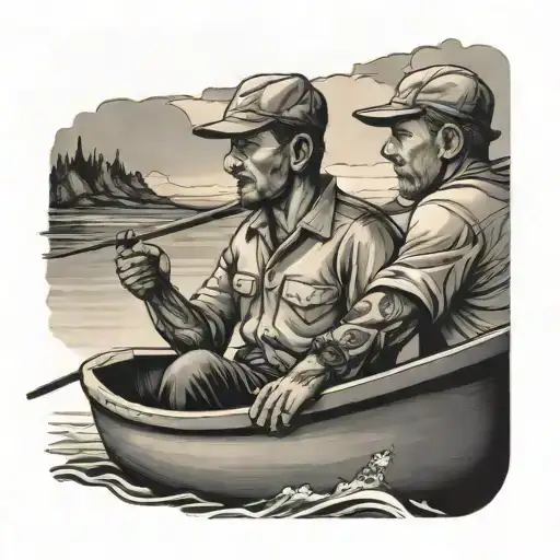 2 Men In A Boat Fishing