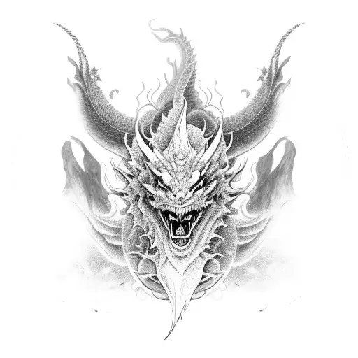 A Celestial Dragon Wrapped Around A Black And Grey Representation Of The Anti Right Arm Symbol