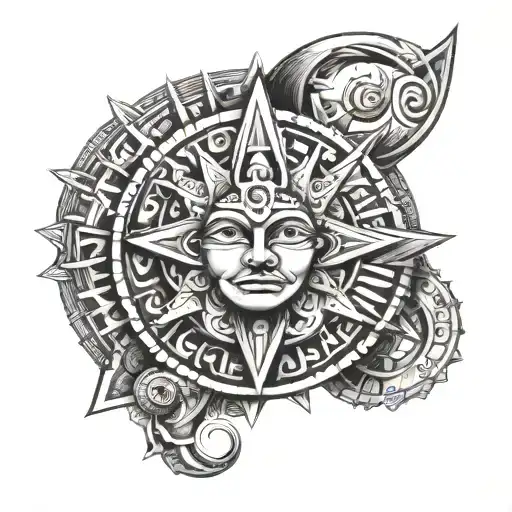 The Aztec Sun Moon Star
