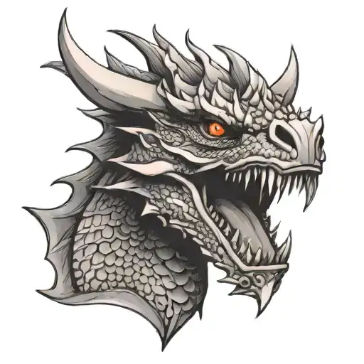 Dragon Head On Color Bone