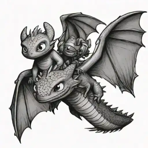 Paired Tattoo From The Cartoon How To Train A Dragon