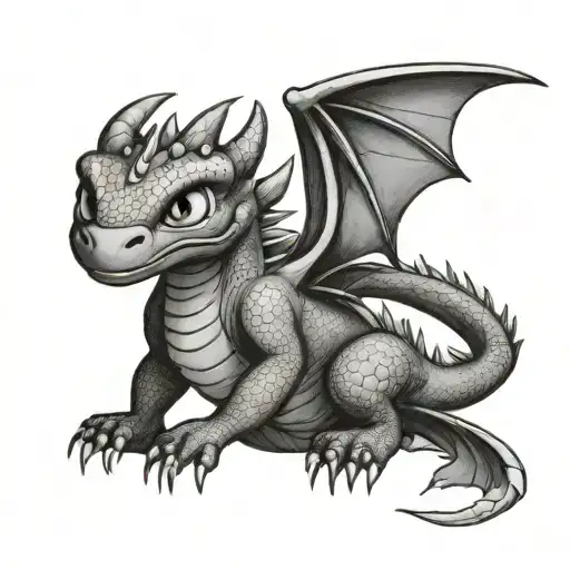 Tattoo Of A Dragon Named Night Fury From The Cartoon How To Train A Dragon