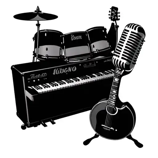 Old Microphone Guitar Drum Keyboard Incorporated