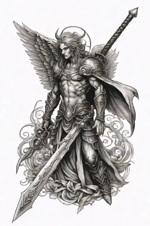 Arc Angel With Sword Sdanding Straight Up