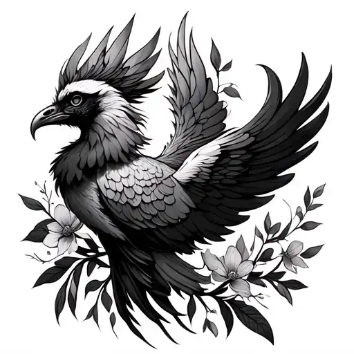 Small Phoenix With Delicate Flowering Wing Attached