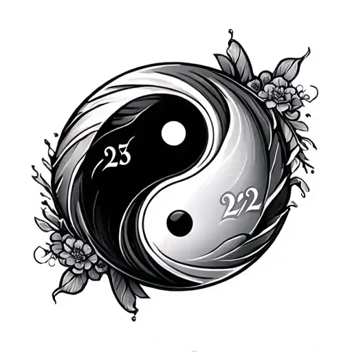 Yin Yang Symbol With 222 Numbers