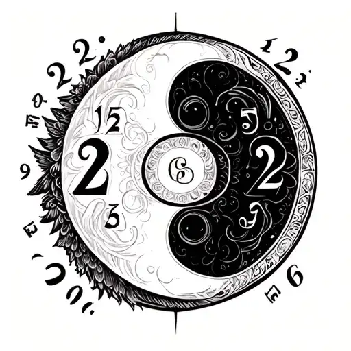 Yin Yang Symbol With 222 Angel Numbers