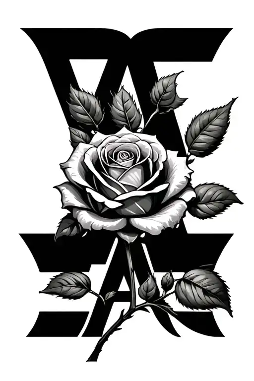 Rose With The Letters Eas As The Stem Growing