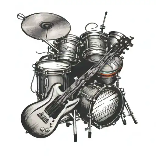 Drums And Guitar With Cross