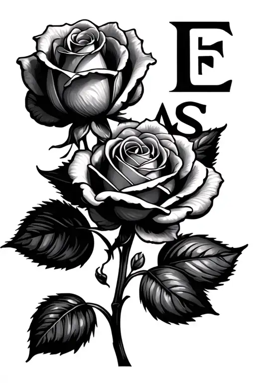 Small Rose With The Letters Eas As The Stem Rose
