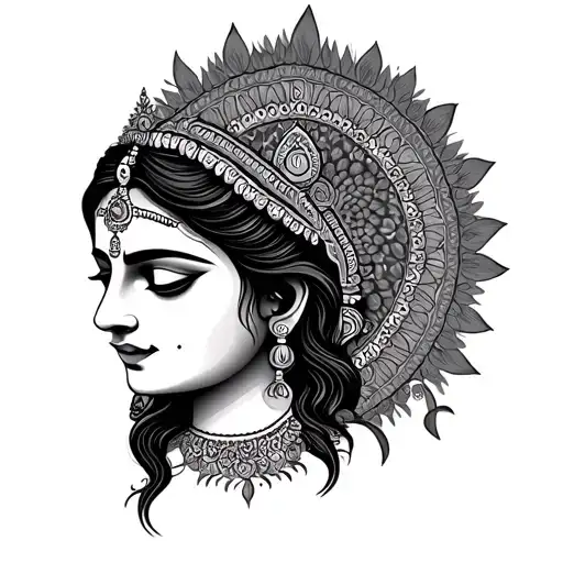 Mother And Hindu Religion Symbols In One