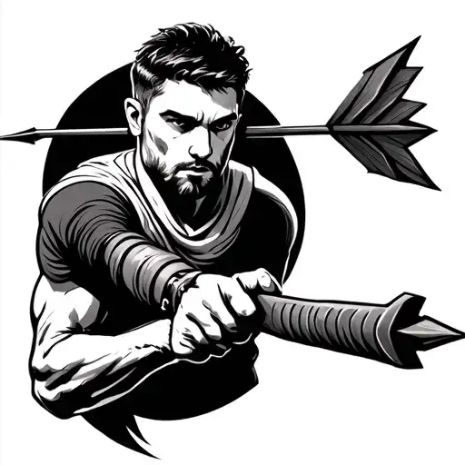 Arrow Aiming By A Man Simple