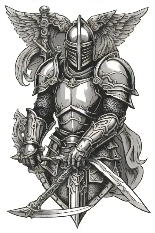 Arc Ange Wearing A Suit Of Armor And A Sword