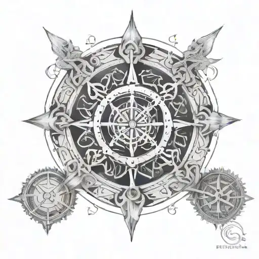 Wicca Elements Decorating The Cancer Zodiac Sign Placed On Top Of A Nordic Vegvisir
