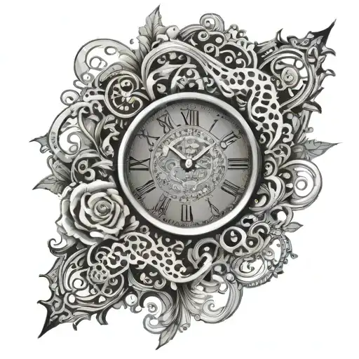 Clock With No Roman Numerals Lace Like Patterns