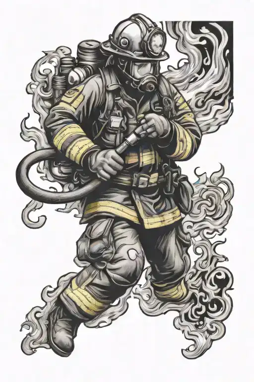 Firefighter Battling Flames
