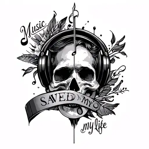 Music Saved My Life Tattoo Dark Concept