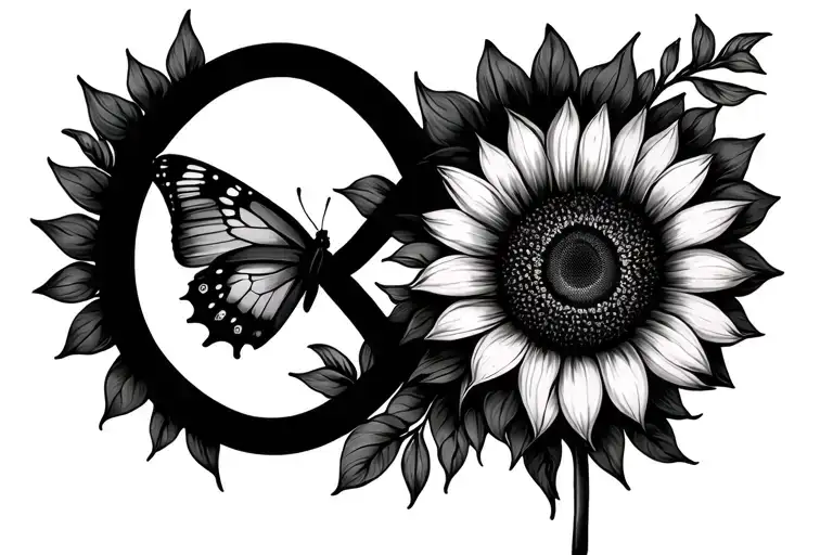 Infinity Symbol With Sunflower And Butterfly