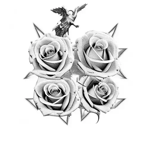 Roman Numerals In The Middle With Photo Of Roses Around And Something Incorporating A Baby