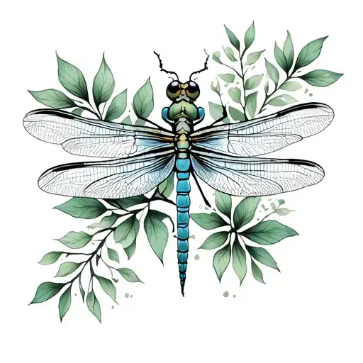 Dragonfly With Greenery