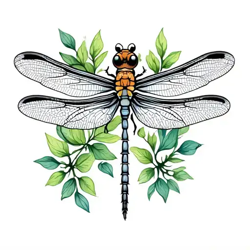 Dragonfly With Greenery