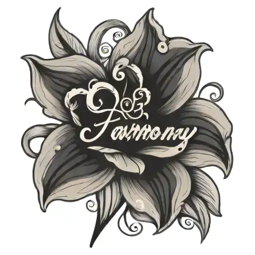 Fineline Flower With A Lettering Harmony