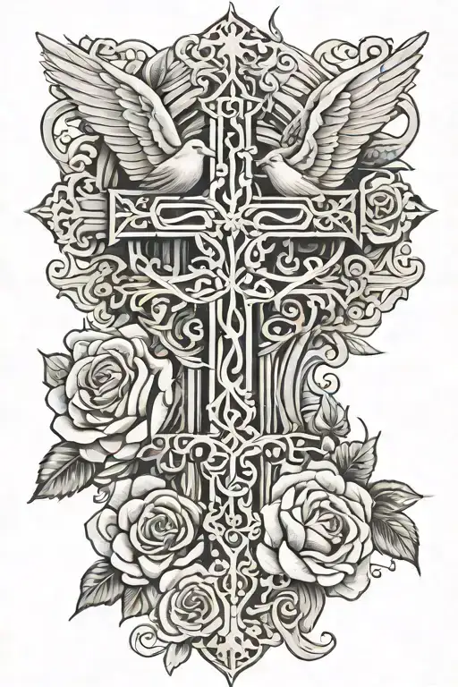 Cross Rose Gate Way Dove