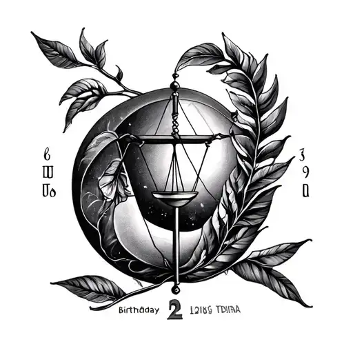 Libra And Numeric Year Date And Birthday Date