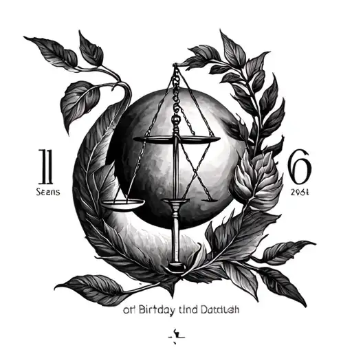 Libra And Numeric Year Date And Birthday Date