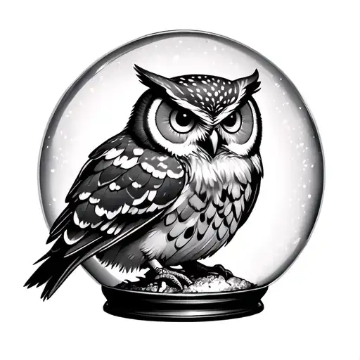 Owl Standing On Top Of Snowglobe