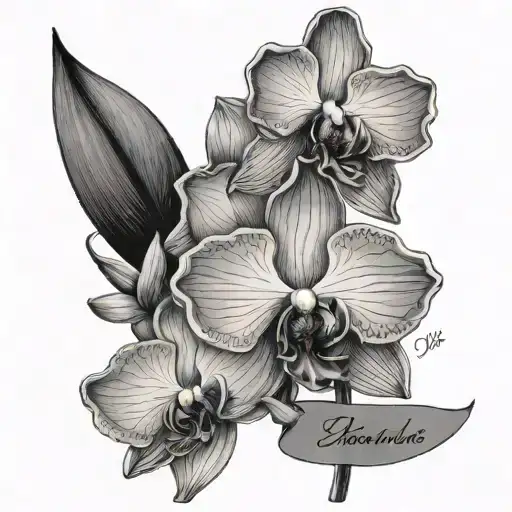 Orchid With Cursive Writing Saying My Flaws Cut Through Me Like Razors