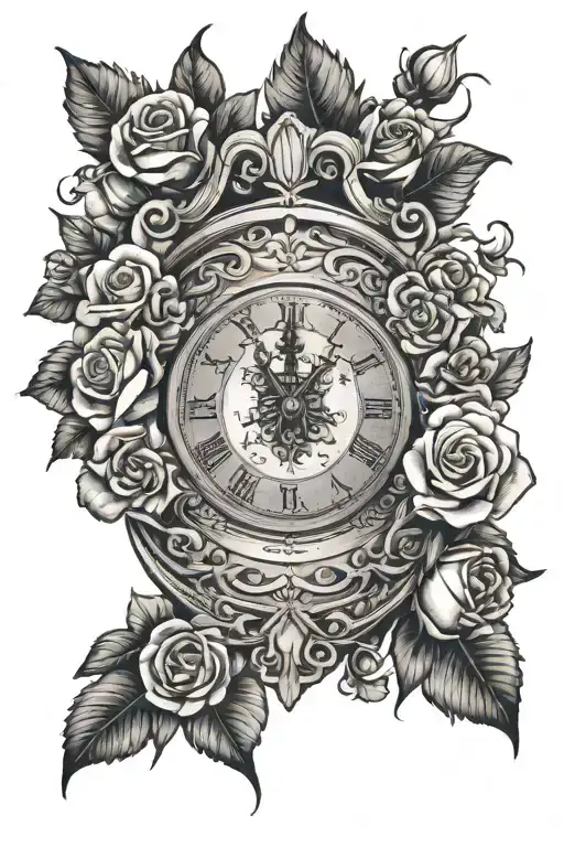 Greek Clock With Roses And