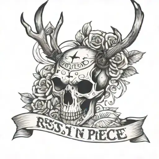 Deer Skull With Banner That Says Rest In Piece Michael Sawyer