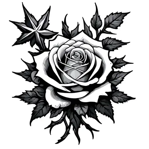 Stars Thorns Growing Rose Cross