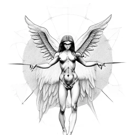 Half Angel Half Succubus Vitruvian Man