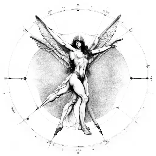 Half Angel Half Succubus Vitruvian Man