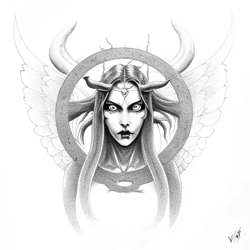 Vitruvian Half Angel Half Succubus