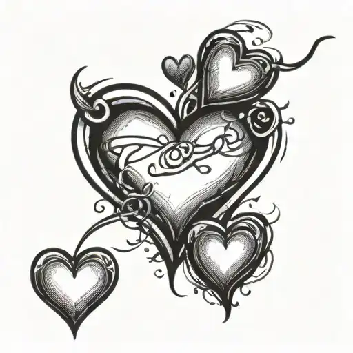 Life Line With 4 Small Hearts And 1 Live Line Between The First Two Hearts