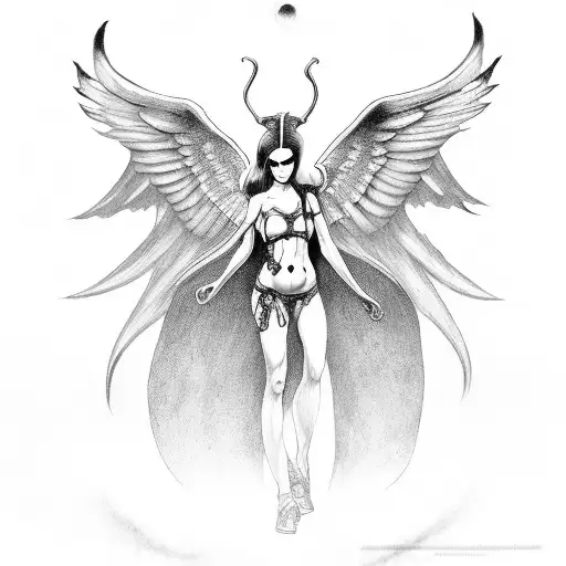 Vitruvian Half Angel Half Succubus