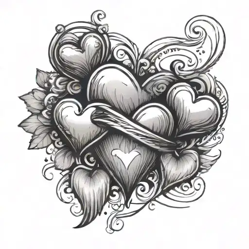 Life Line With 4 Small Hearts And 1 Live Line Between The First Two Hearts