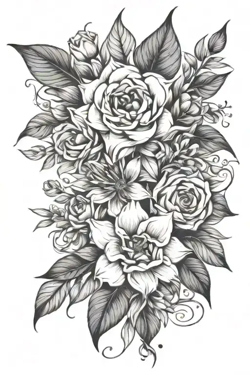 Flower Bouquet Fine Line