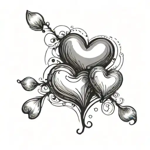 Life Line With 4 Small Hearts And 1 Live Line Between The First Two Hearts And Must Be Minimalist