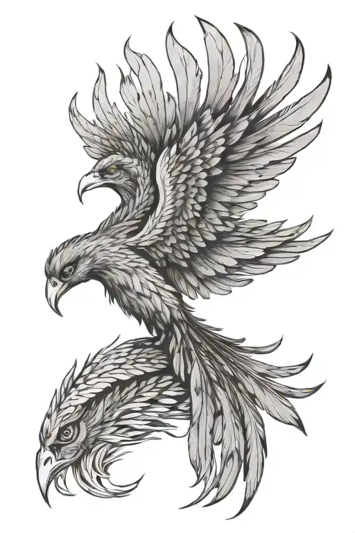 Head On View Of Phoenix With Long Tail Feathers