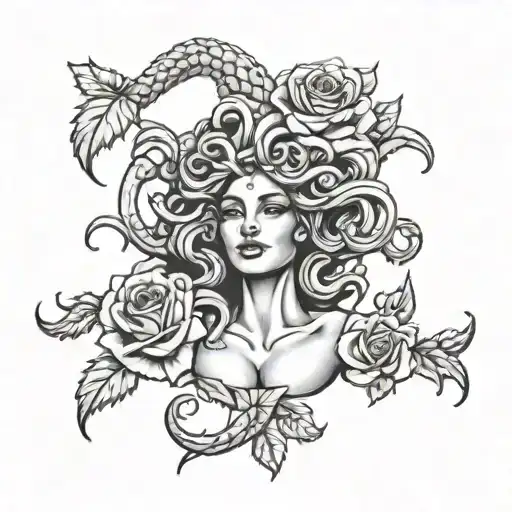 Medusa Head With Roses