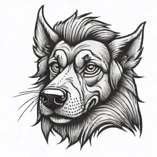 Cartoon Dog With A Huge Mullet