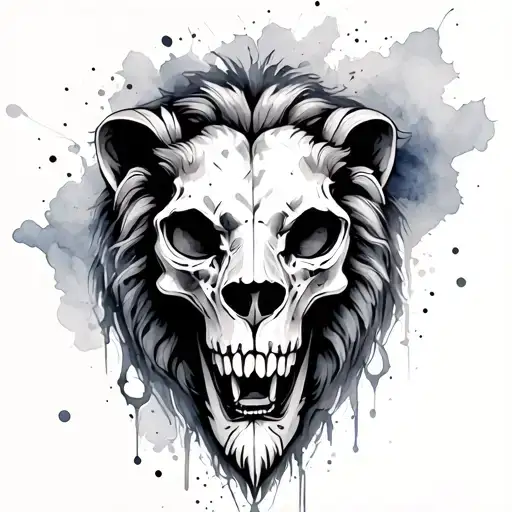 Watercolor Lion Skull Scorpio