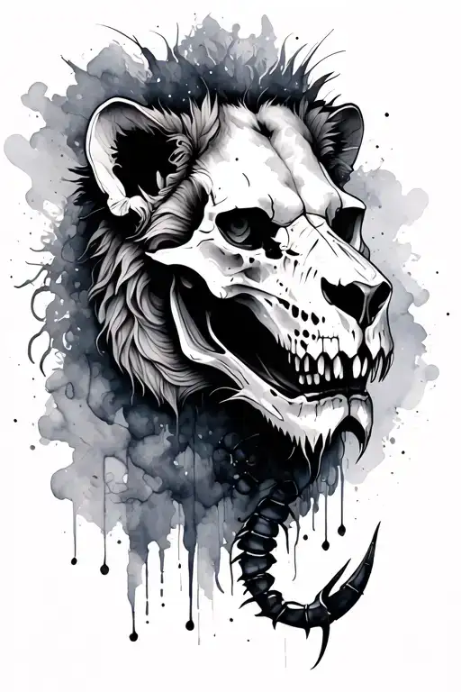 Watercolor Lion Skull Scorpio